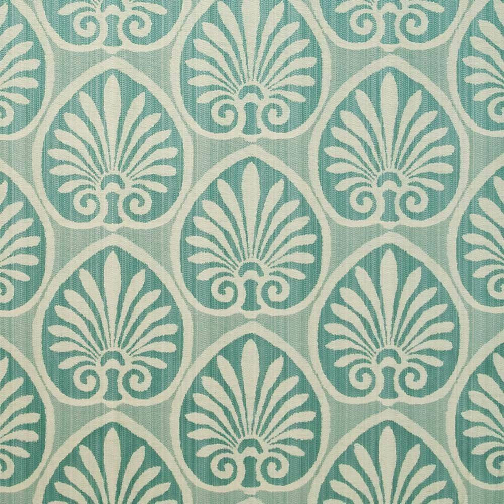 Athenia Shell Aquamarine by Kasmir Fabric 1398 52% Rayon 48% Polyester CHINA 60,000 Wyzenbeek Double Rubs H: 14 4/8 inches, V:9 2/8 inches 58 - Fabric Carolina - Kasmir