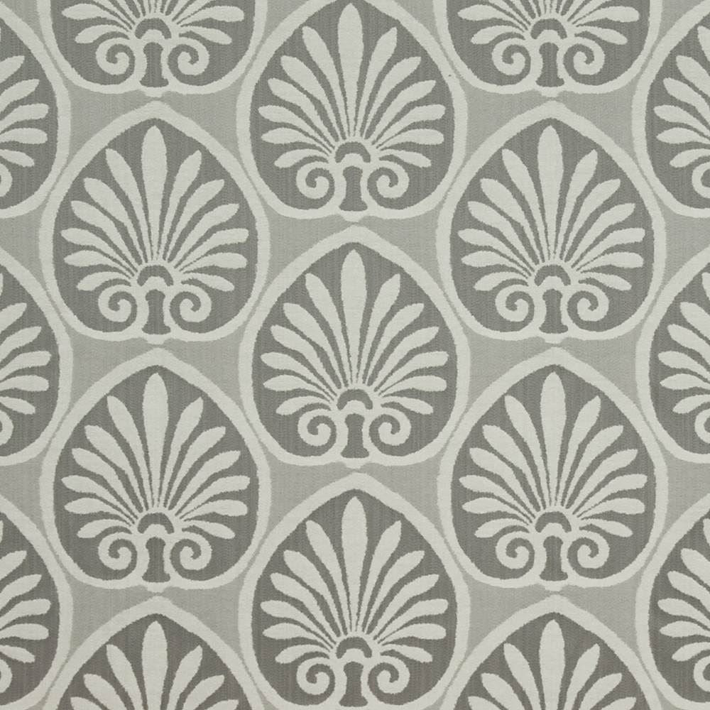 Athenia Shell Platinum by Kasmir Fabric 1396 52% Rayon
48% Polyester
 CHINA </p><p>Repeat: Horizontal: 14 4/8 inches and Vertical: 9 2/8 inches 58 - Fabric Carolina -