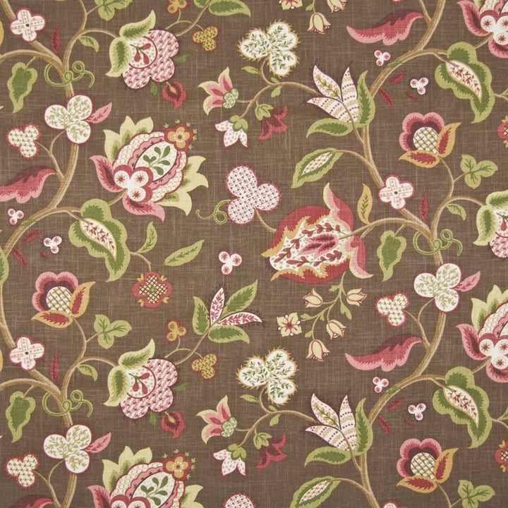 Avignon Garden Coffee by Kasmir Fabric 1390 55% Linen 45% Rayon USA 15,000 Wyzenbeek Double Rubs H: 27 inches, V:25 2/8 inches 54 - Fabric Carolina - Kasmir