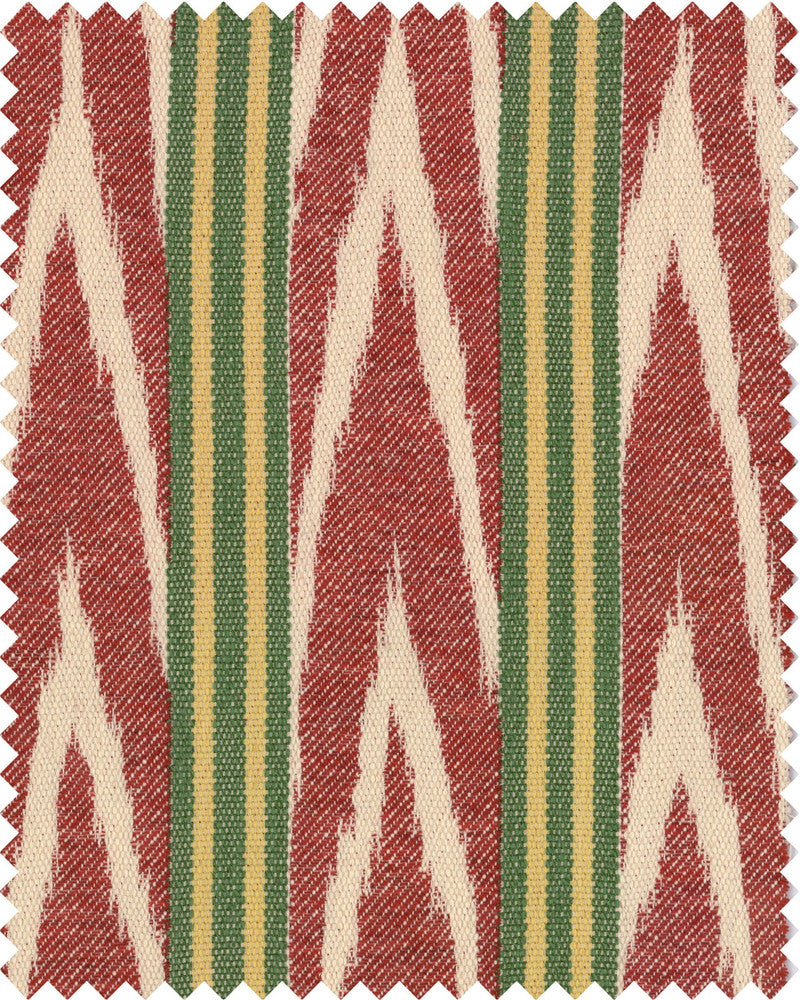 BAKHMAL IKAT Woven Fabric (FB00082) by Mind The Gap | FB00082 | WOODSTOCK '69 LIFESTYLE COLLECTION | Cream, Green, Red, Yellow | Fabric Carolina | https://www.fabriccarolina.com/
