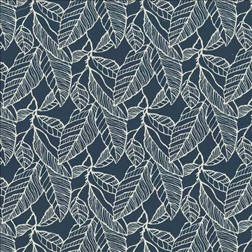 Banana Leaf Indigo by Kasmir Fabric 1436 53% Cotton 47% Polyester CHINA 60,000 Wyzenbeek Double Rubs H: 15 inches, V: 16 inches 59 - Fabric Carolina - Kasmir