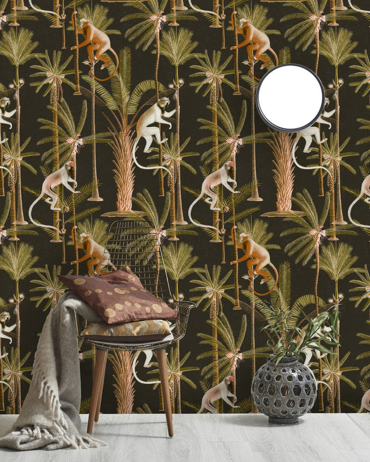 Barbados Anthracite Wallpaper by Mind the Gap Designer Wallpaper PREMIUM DESIGNER WALLPAPER COLLECTION Non-woven Made in Europe Paste the wall 3 rolls x 20.5 x 3.25 yards - Swanky Fabrics -