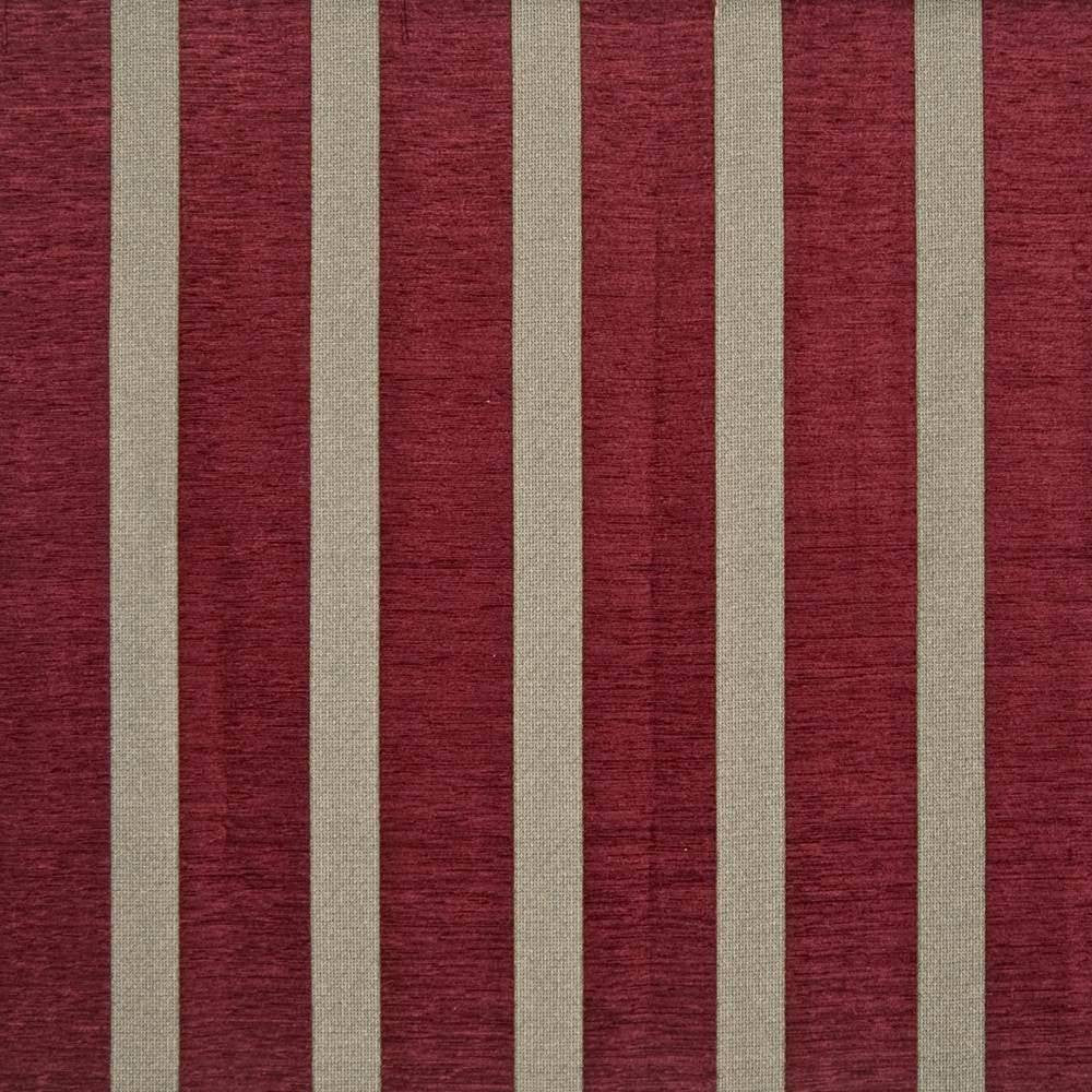 Barchetta Stripe Garnet by Kasmir Fabric 1384 47% Acrylic 42% Polyester 11% Cotton ITALY 17,000 Martindale Cycles H: 7 inches, V:N/A 54 - 55 - Fabric Carolina - Kasmir