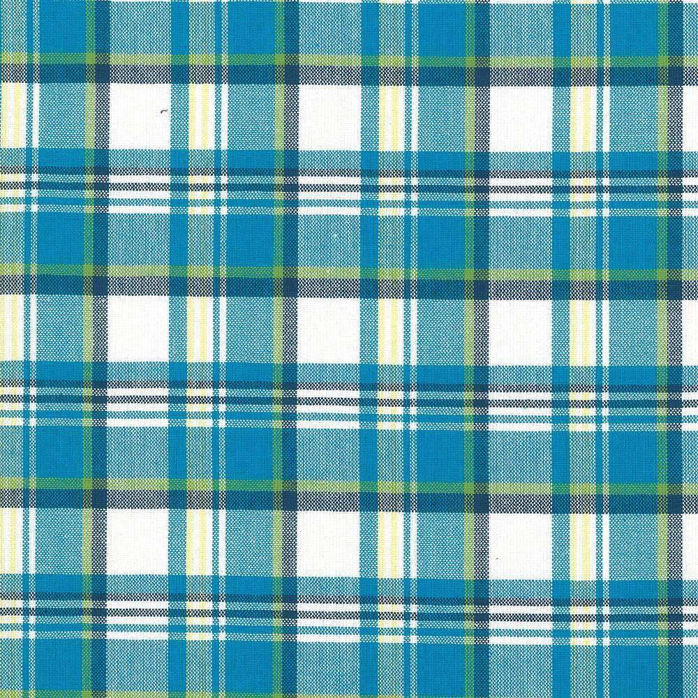 Bardwell Plaid Mediterranean by Kasmir Fabric 5073 100% Cotton INDIA 30,000 Wyzenbeek Double Rubs H: 3 inches, V:3 inches 54 - Fabric Carolina - Kasmir
