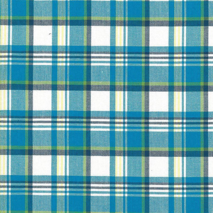 Bardwell Plaid Mediterranean by Kasmir Fabric 5073 100% Cotton INDIA 30,000 Wyzenbeek Double Rubs H: 3 inches, V:3 inches 54 - Fabric Carolina - Kasmir