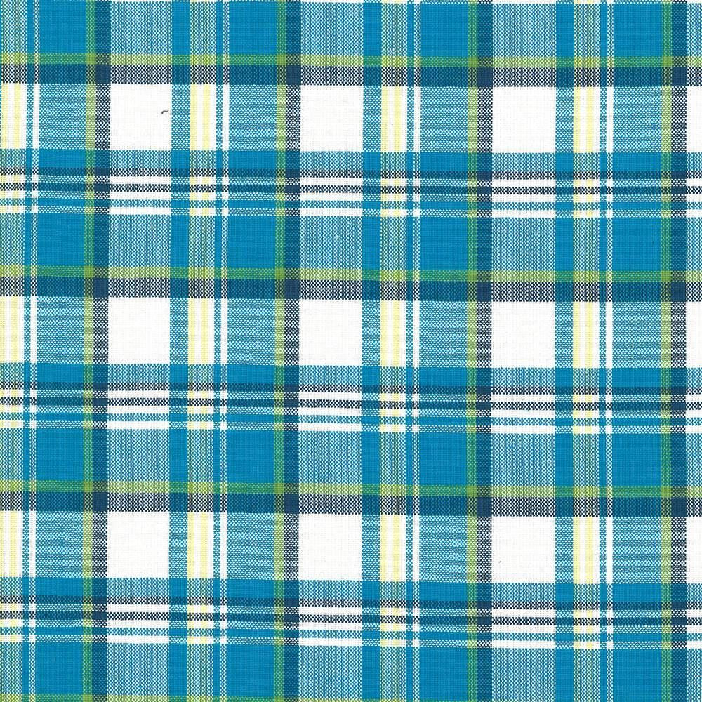 Bardwell Plaid Mediterranean  by Kasmir Fabric See sample 100% Cotton
 INDIA 30,000 Wyzenbeek Double Rubs </p><p>Repeat: Horizontal: 3 inches and Vertical: 3 inches 54  - Fabric Carolina -