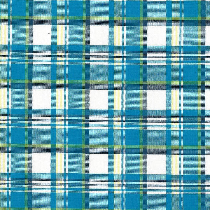 Bardwell Plaid Mediterranean by Kasmir Fabric 5073 100% Cotton INDIA 30,000 Wyzenbeek Double Rubs Horizontal: 3 inches and Vertical: 3 inches 54 - Fabric Carolina -