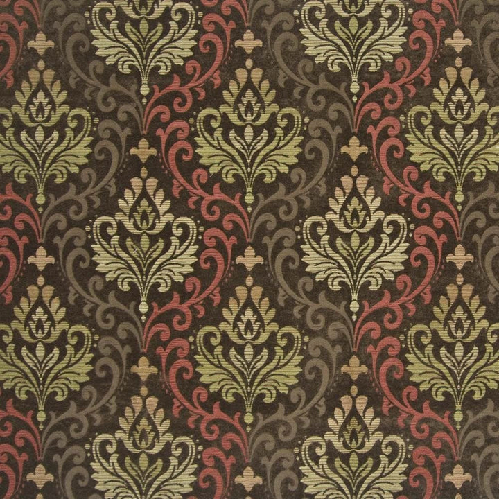 Barrymore Damask Pumpkin Spice by Kasmir Fabric 1390 67% Viscose
24% Polyester
9% Cotton
 CHINA 12,000 Wyzenbeek Double Rubs </p><p>Repeat: Horizontal: 19 7/8 inches and Vertical: 13 7/8 inches 54 - Fabric Carolina -