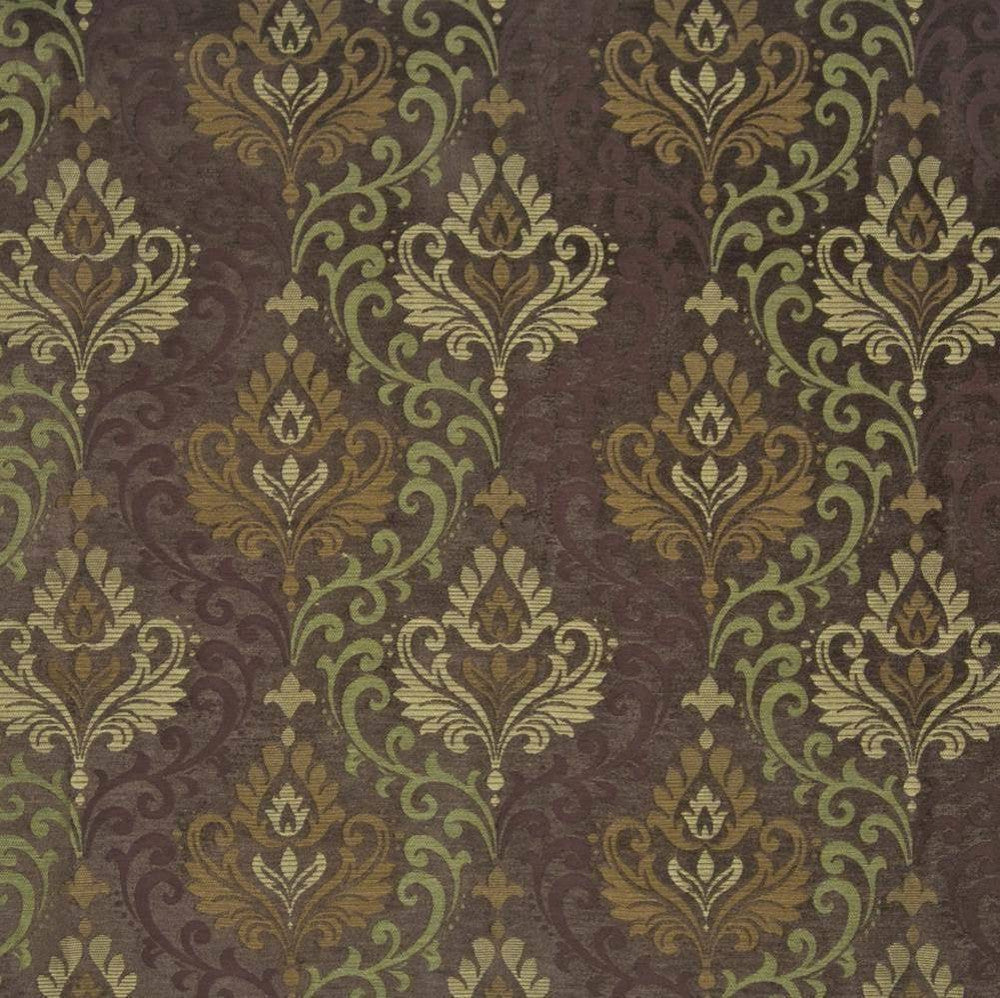 Barrymore Damask Thyme by Kasmir Fabric 1390 67% Viscose 24% Polyester 9% Cotton CHINA 12,000 Wyzenbeek Double Rubs H: 19 7/8 inches, V:13 7/8 inches 54 - 56 - Fabric Carolina - Kasmir
