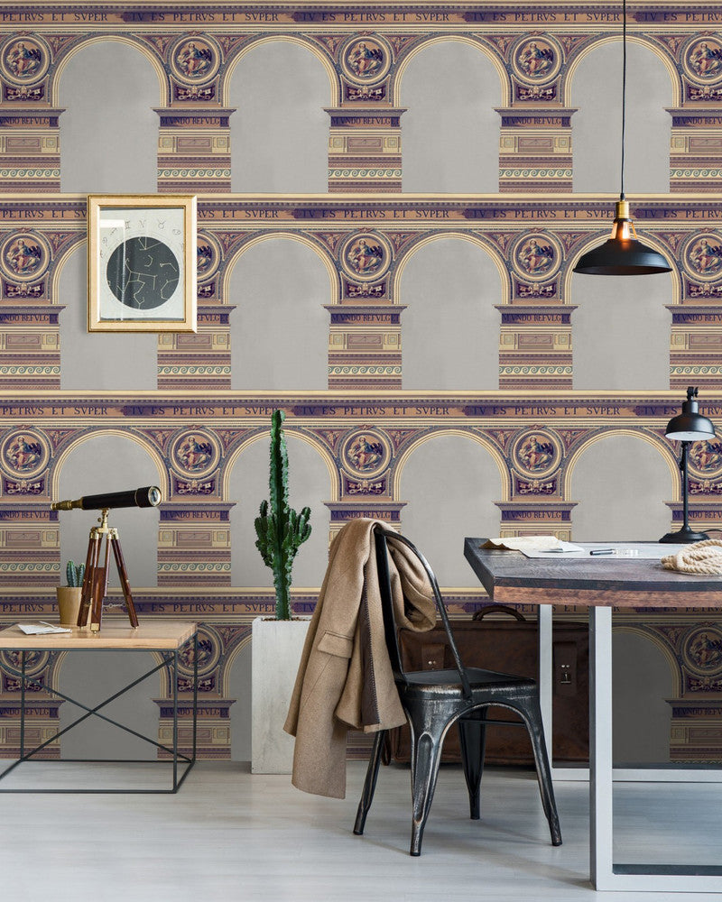 BASILIQUE Brass (WP20222) by Mind The Gap | WP20222 | PREMIUM DESIGNER WALLPAPER COLLECTION | 3 rolls x 20.5 x 118.1 in | 0.52m / 20.5in | 3m / 118in | 4.65mp | 60cm / 23.6in | Brass, Grey, Taupe | Non-woven | Paste the wall | 3-rolls in a box | Fabric Carolina | https://www.fabriccarolina.com/