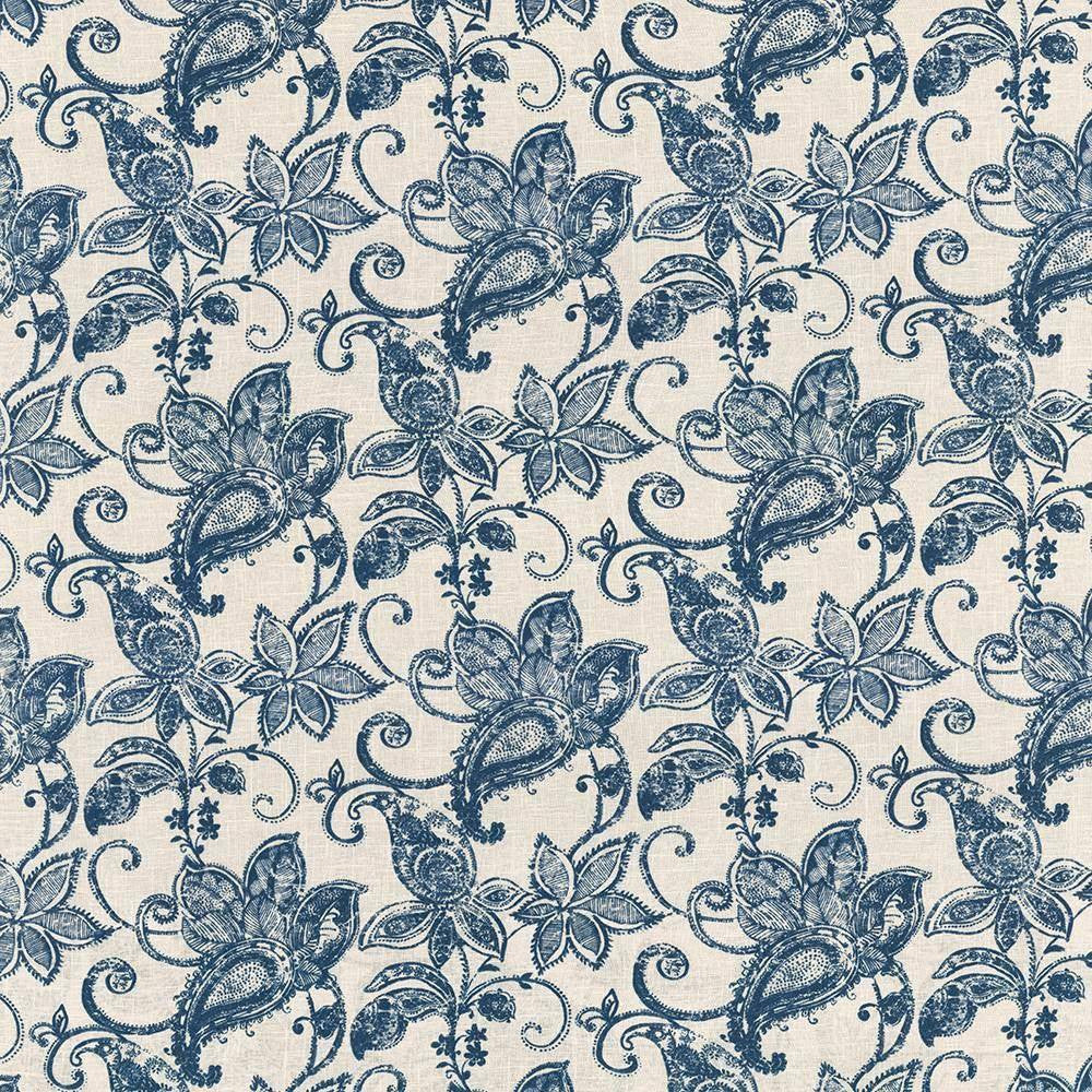 Batik Floral Batik Blue by Kasmir Fabric 1419 55% Linen 45% Viscose SOUTH KOREA 12,000 Wyzenbeek Double Rubs H: 27 inches, V:25 2/8 inches 55 - 56 - Fabric Carolina - Kasmir