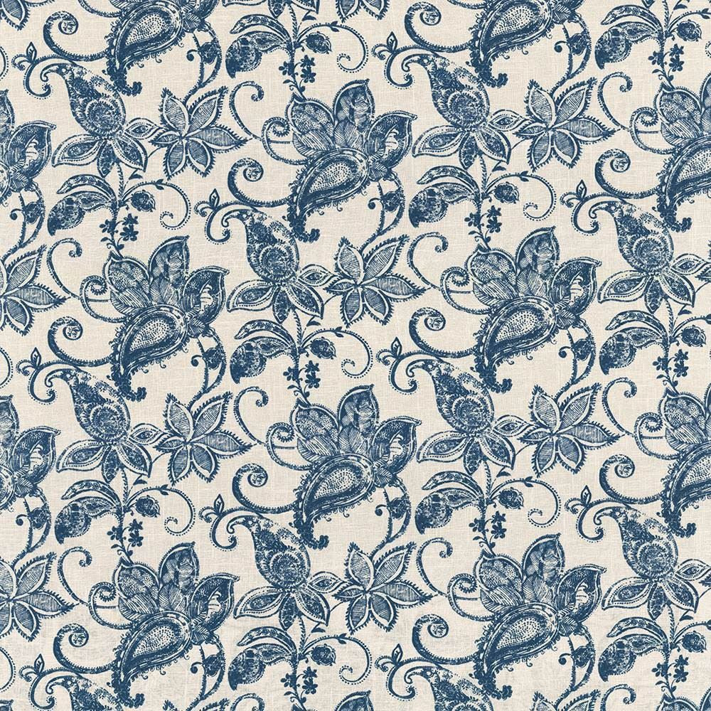 Batik Floral Batik Blue by Kasmir Fabric 1419 55% Linen
45% Viscose
 SOUTH KOREA 12,000 Wyzenbeek Double Rubs Horizontal: 27 inches and Vertical: 25 2/8 inches 55 - Fabric Carolina -