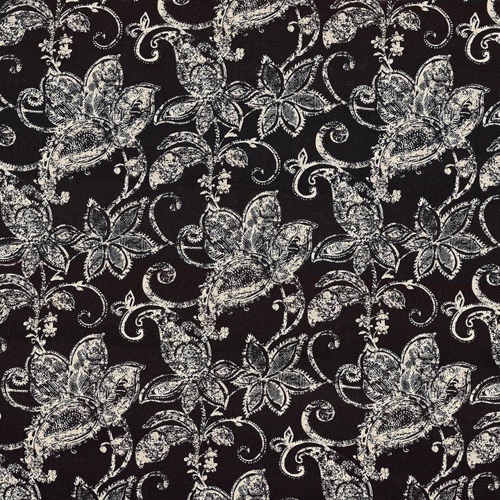 Batik Floral Jet by Kasmir Fabric 1416 55% Linen 45% Viscose SOUTH KOREA 12,000 Wyzenbeek Double Rubs H: 27 inches, V:25 2/8 inches 55 - 56 - Fabric Carolina - Kasmir