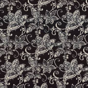 Batik Floral Jet by Kasmir Fabric 1416 55% Linen 45% Viscose SOUTH KOREA 12,000 Wyzenbeek Double Rubs H: 27 inches, V: 25 2/8 inches 55 - 56 - Fabric Carolina - Kasmir