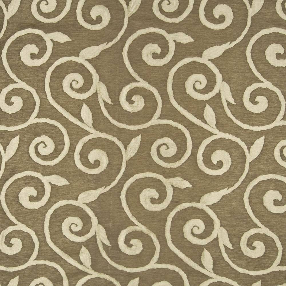 Beekman Scroll Mocha by Kasmir Fabric 1383 56% Polyester 44% Cotton INDIA 11,000 Martindale Cycles H: 14 inches, V:17 inches 54 - Fabric Carolina - Kasmir