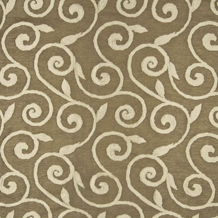 Beekman Scroll Mocha by Kasmir Fabric 1383 56% Polyester 44% Cotton INDIA 11,000 Martindale Cycles H: 14 inches, V:17 inches 54 - Fabric Carolina - Kasmir