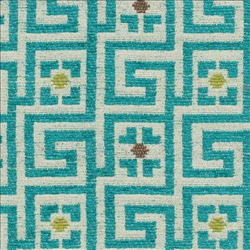 Beijing Trellis Aquamarine by Kasmir Fabric 1406 68% Rayon 32% Polyester CHINA 15,000 Wyzenbeek Double Rubs H: 3 6/8 inches, V: 3 6/8 inches 54 - Fabric Carolina - Kasmir