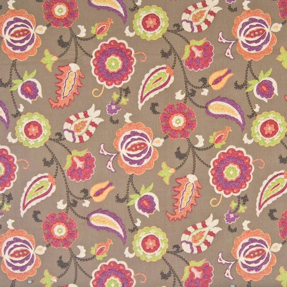 Bel Fleur Nutmeg by Kasmir Fabric 1369 100% Cotton USA 15,000 Wyzenbeek Double Rubs H: 27 inches, V:25 2/8 inches 54 - Fabric Carolina - Kasmir