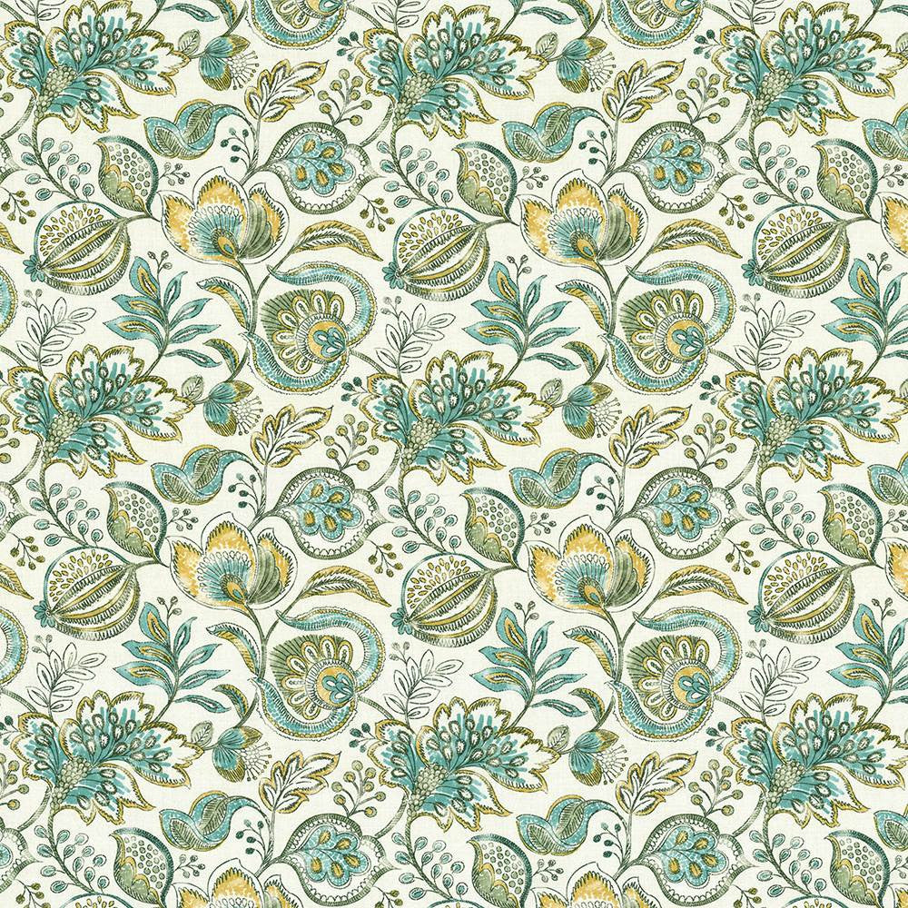 Bersa Aquamist by Kasmir Fabric 5107 100% Cotton
 INDIA </p><p>Repeat: Horizontal: 13 4/8 inches and Vertical: 13 4/8 inches 54 - 55 - Fabric Carolina -