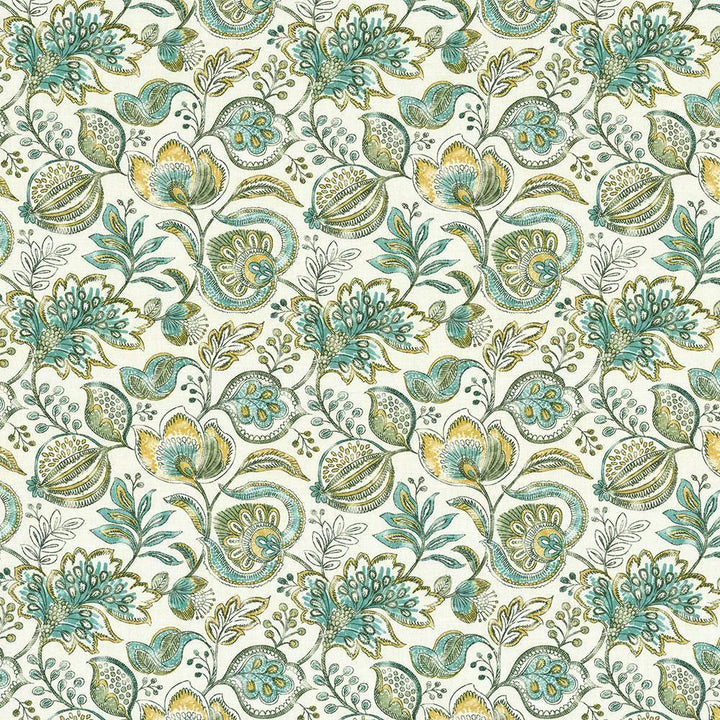 Bersa Aquamist by Kasmir Fabric 5107 100% Cotton INDIA H: 13 4/8 inches, V:13 4/8 inches 54 - 55 - Fabric Carolina - Kasmir