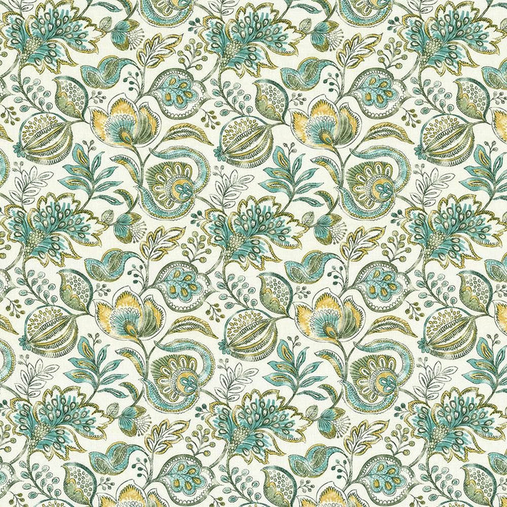 Bersa Aquamist by Kasmir Fabric 5107 100% Cotton INDIA 9,000 Wyzenbeek Double Rubs Horizontal: 13 4/8 inches and Vertical: 13 4/8 inches 54 - 55 - Fabric Carolina -