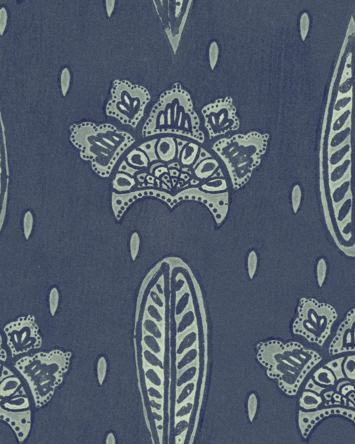 Bethel Batik Cobalt Wallpaper by Mind the Gap Designer Wallpaper WOODSTOCK '69 LIFESTYLE COLLECTION Satin Matte Made in Europe Paste the wall 1 roll x 20.5 x 10.9 yards - Swanky Fabrics -