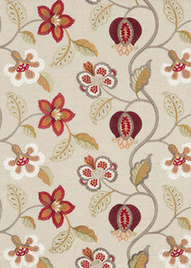 Elvaston Red/Ivory by G P & J Baker Fabric