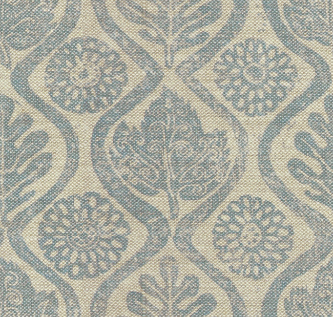 Oakleaves Blue/Oatmeal by Lee Jofa Fabric