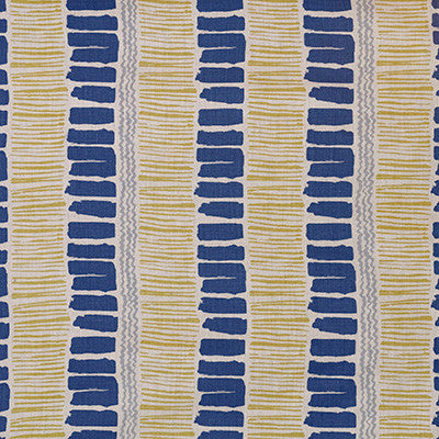 Saltaire Indigo/Yellow/Aqua by Lee Jofa Fabric