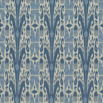 Binjai Ikat Denim by Kasmir Fabric 1419 100% Polyester TURKEY 25,000 Wyzenbeek Double Rubs H: 14 1/8 inches, V: 14 1/8 inches 54 - 55 - Fabric Carolina - Kasmir
