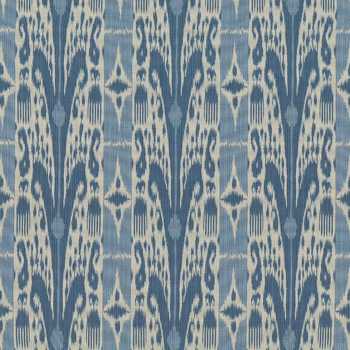Binjai Ikat Denim by Kasmir Fabric 1419 100% Polyester
 TURKEY 25,000 Wyzenbeek Double Rubs Horizontal: 14 1/8 inches and Vertical: 14 1/8 inches 54 - Fabric Carolina -