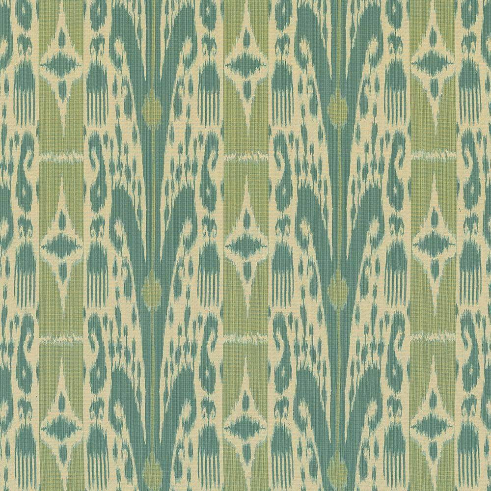 Binjai Ikat Seagrass by Kasmir Fabric 1420 100% Polyester TURKEY 25,000 Wyzenbeek Double Rubs H: 14 1/8 inches, V:14 1/8 inches 54 - 55 - Fabric Carolina - Kasmir