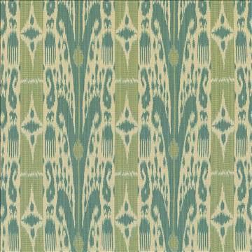 Binjai Ikat Seagrass by Kasmir Fabric 1420 100% Polyester TURKEY 25,000 Wyzenbeek Double Rubs H: 14 1/8 inches, V: 14 1/8 inches 54 - 55 - Fabric Carolina - Kasmir