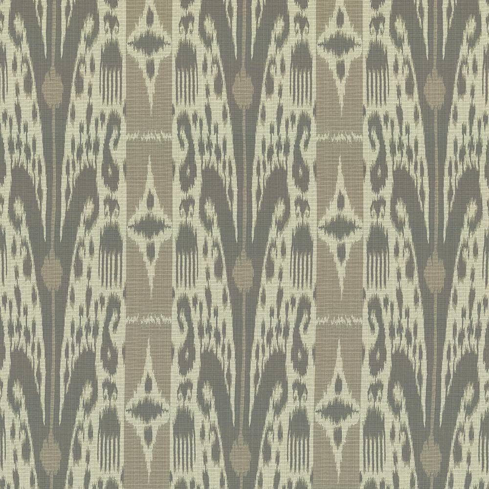 Binjai Ikat Travertine by Kasmir Fabric 1416 100% Polyester TURKEY 25,000 Wyzenbeek Double Rubs H: 14 1/8 inches, V:14 1/8 inches 54 - 55 - Fabric Carolina - Kasmir