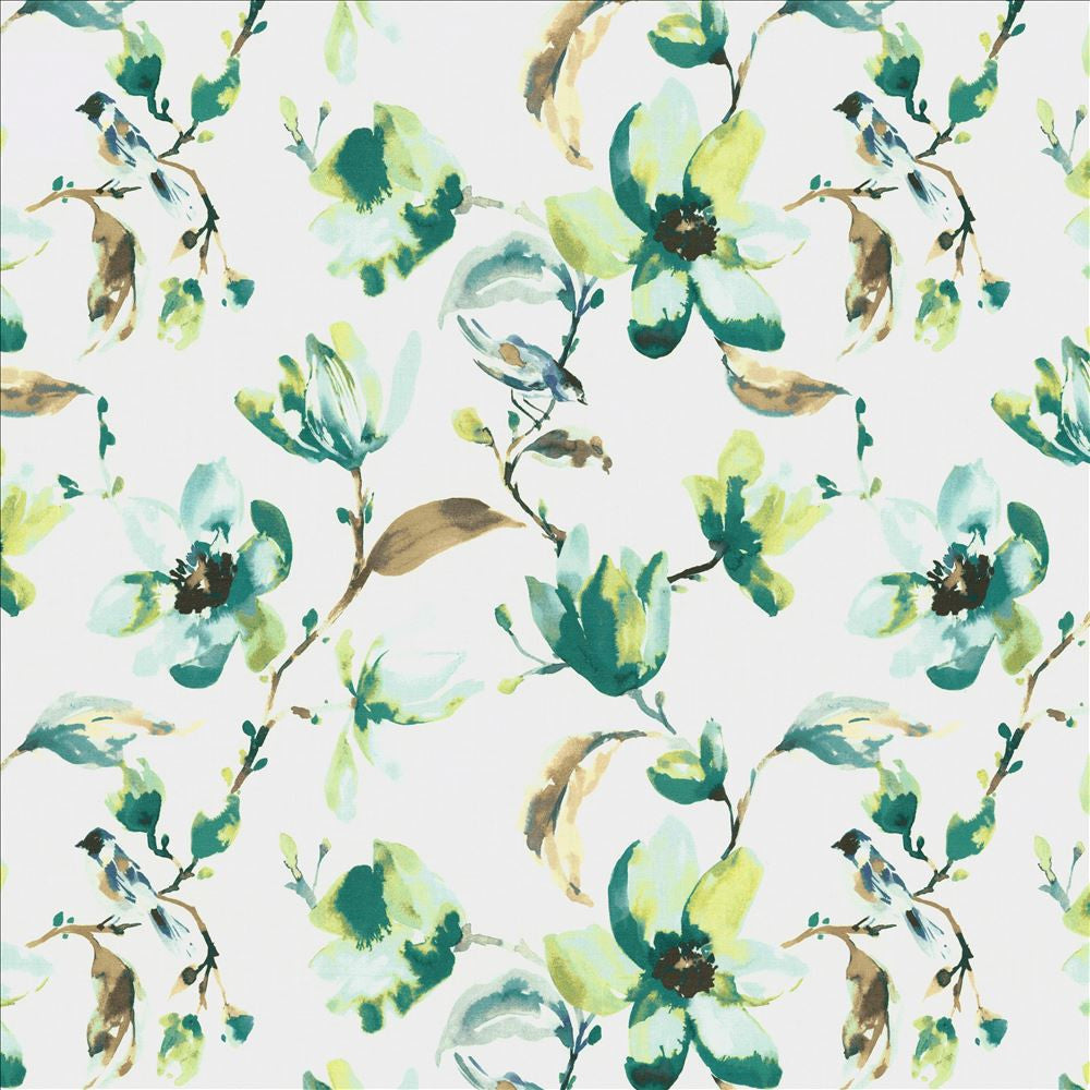 Bird Is The Word Mist by Kasmir Fabric 5142 100% Cotton
 SPAIN 30,000 Wyzenbeek Double Rubs Horizontal: 27 inches and Vertical: 27 inches 54 - Fabric Carolina -