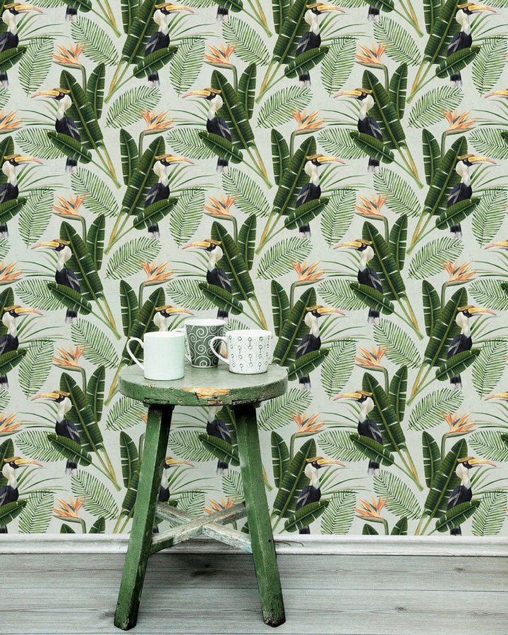 Birds Of Paradise Wallpaper by Mind the Gap Designer Wallpaper WALLPAPER DESIGNER COLLECTION Non-woven Made in Europe Paste the wall 3 rolls x 20.5 x 3.25 yards - Swanky Fabrics -