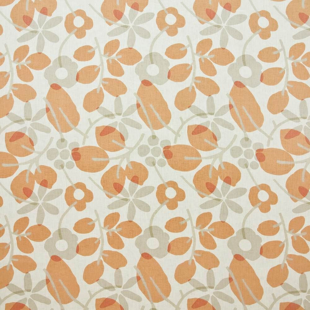 Blansette Garden Tangerine by Kasmir Fabric 1400 100% Linen CHINA 15,000 Wyzenbeek Double Rubs Horizontal: 13 4/8 inches and Vertical: 25 2/8 inches 54 - Fabric Carolina -