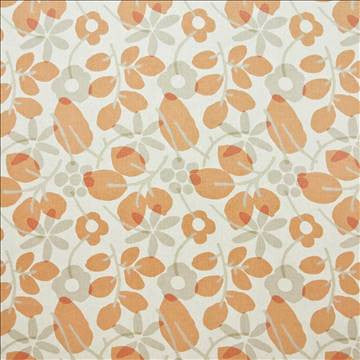 Blansette Garden Tangerine by Kasmir Fabric 1400 100% Linen CHINA 15,000 Wyzenbeek Double Rubs H: 13 4/8 inches, V: 25 2/8 inches 54 - Fabric Carolina - Kasmir