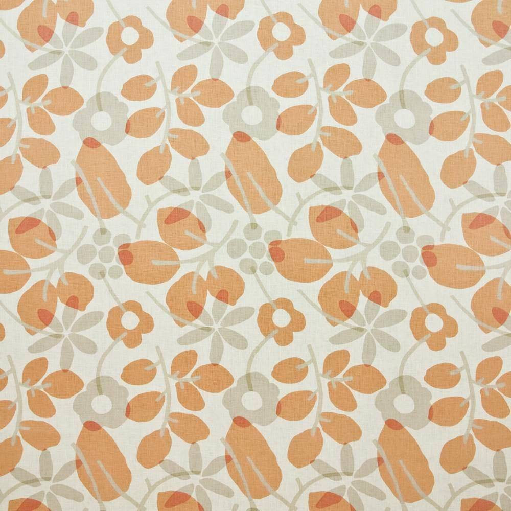 Blansette Garden Tangerine by Kasmir Fabric 1400 100% Linen CHINA 15,000 Wyzenbeek Double Rubs H: 13 4/8 inches, V:25 2/8 inches 54 - Fabric Carolina - Kasmir