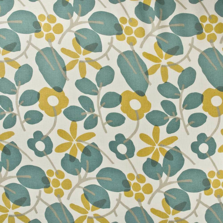 Blansette Garden Teal by Kasmir Fabric 1401 100% Linen CHINA 15,000 Wyzenbeek Double Rubs H: 13 4/8 inches, V:25 2/8 inches 54 - Fabric Carolina - Kasmir