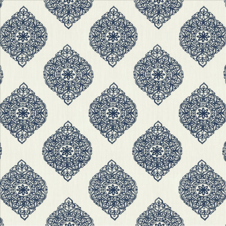 Blissful Blue by Kasmir Fabric 5156 100% Polyester
 CHINA Not Tested Horizontal: 11 6/8 inches and Vertical: 11 6/8 inches 59 - Fabric Carolina -