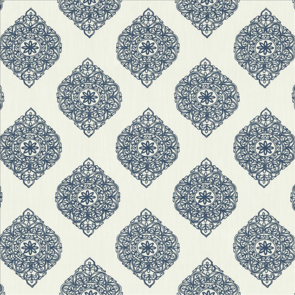 Blissful Blue by Kasmir Fabric 5156 100% Polyester
 CHINA </p><p>Repeat: Horizontal: 11 6/8 inches and Vertical: 11 6/8 inches 59 - Fabric Carolina -