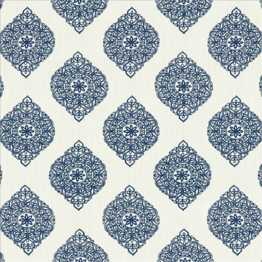 Blissful Blue by Kasmir Fabric 5156 100% Polyester
 CHINA </p><p>Repeat: Horizontal: 11 6/8 inches and Vertical: 11 6/8 inches 59 - Fabric Carolina -