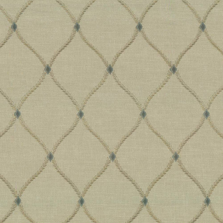Bluffton Dew by Kasmir Fabric 1442 100% Polyester Embroidery Contents 100% Rayon INDIA 15,000 Wyzenbeek Double Rubs H: 4 2/8 inches, V:6 1/8 inches 54 - 55 - Fabric Carolina - Kasmir