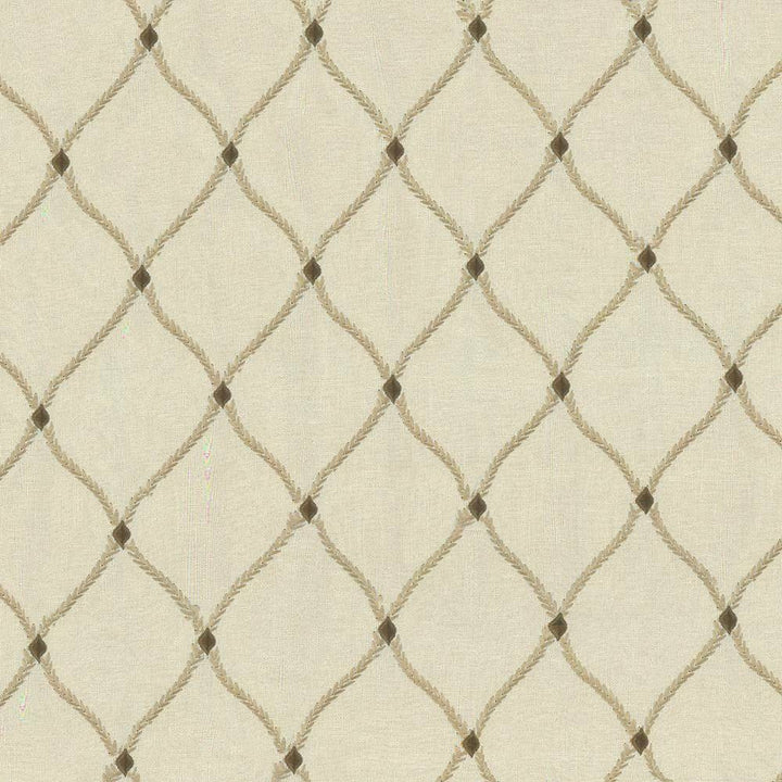 Bluffton Ecru by Kasmir Fabric 1437 100% Polyester Embroidery Contents 100% Rayon INDIA 15,000 Wyzenbeek Double Rubs H: 4 2/8 inches, V:6 1/8 inches 54 - 55 - Fabric Carolina - Kasmir