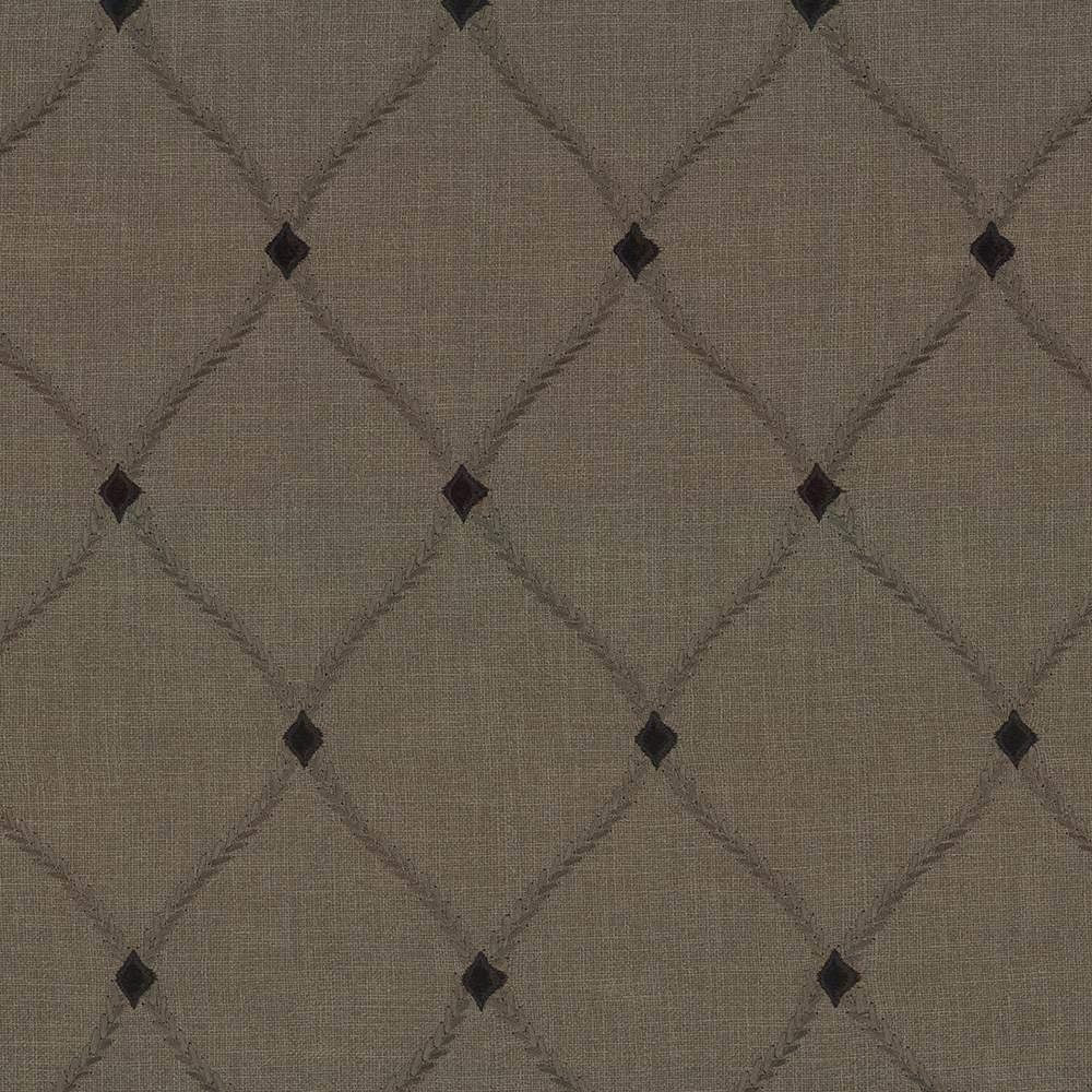 Bluffton Walnut by Kasmir Fabric 1438 100% Polyester Embroidery Contents 100% Rayon INDIA 15,000 Wyzenbeek Double Rubs H: 4 2/8 inches, V:6 1/8 inches 54 - 55 - Fabric Carolina - Kasmir