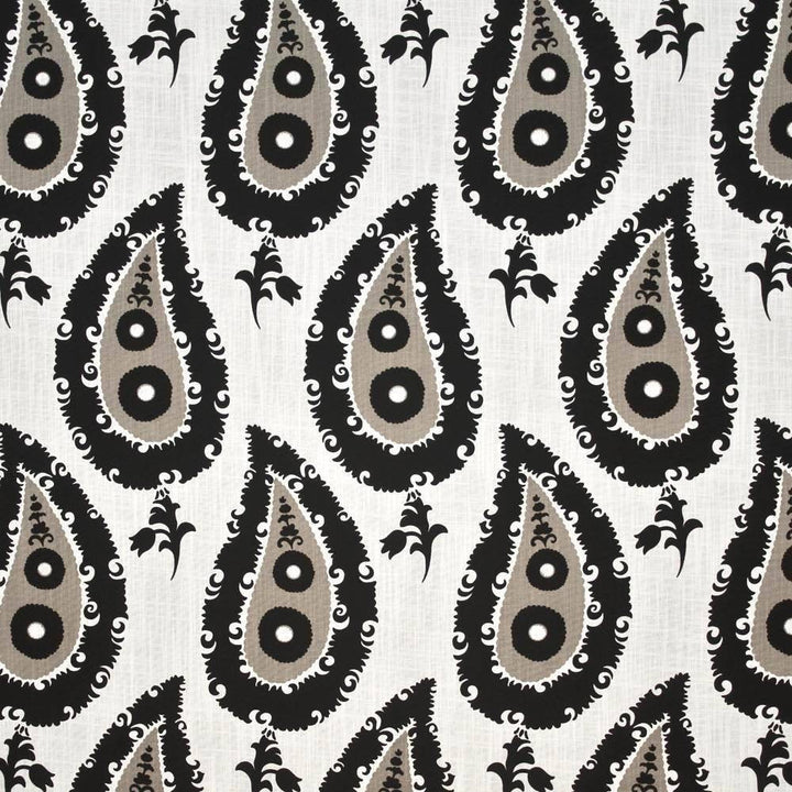 Bodum Paisley Cinder Smoke by Kasmir Fabric 1399 100% Cotton CHINA 3,000 Wyzenbeek Double Rubs H: 13 4/8 inches, V:27 inches 54 - 55 - Fabric Carolina - Kasmir