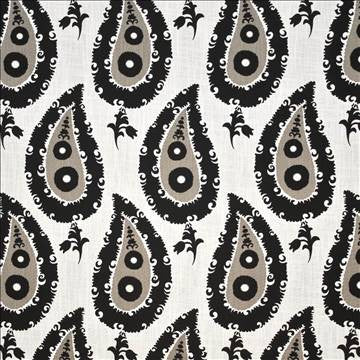 Bodum Paisley Cinder Smoke by Kasmir Fabric 1399 100% Cotton CHINA 3,000 Wyzenbeek Double Rubs H: 13 4/8 inches, V: 27 inches 54 - 55 - Fabric Carolina - Kasmir