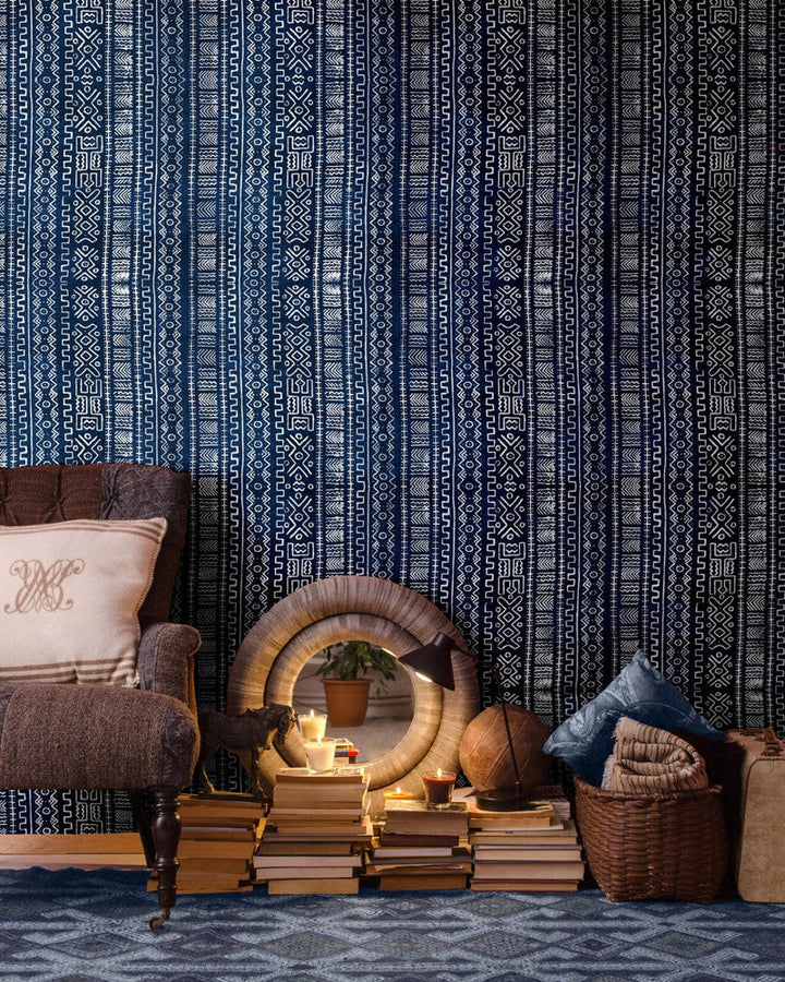 Bogolanfini by Mind the Gap Designer Wallpaper PREMIUM DESIGNER WALLPAPER COLLECTION Non-woven Made in Europe Paste the wall 3 rolls x 20.5 x 3.25 yards - Swanky Fabrics -