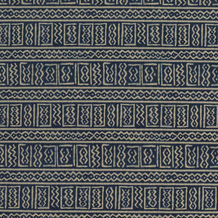 Bogolanfini Indigo by Kasmir Fabric 5065 100% Cotton TURKMENISTAN 15,000 Wyzenbeek Double Rubs H: 13 4/8 inches, V:13 4/8 inches 54 - 55 - Fabric Carolina - Kasmir